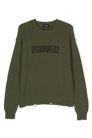 Maglia in misto cotone verde DSQUARED KIDS | DQ1938D0A58DQ521